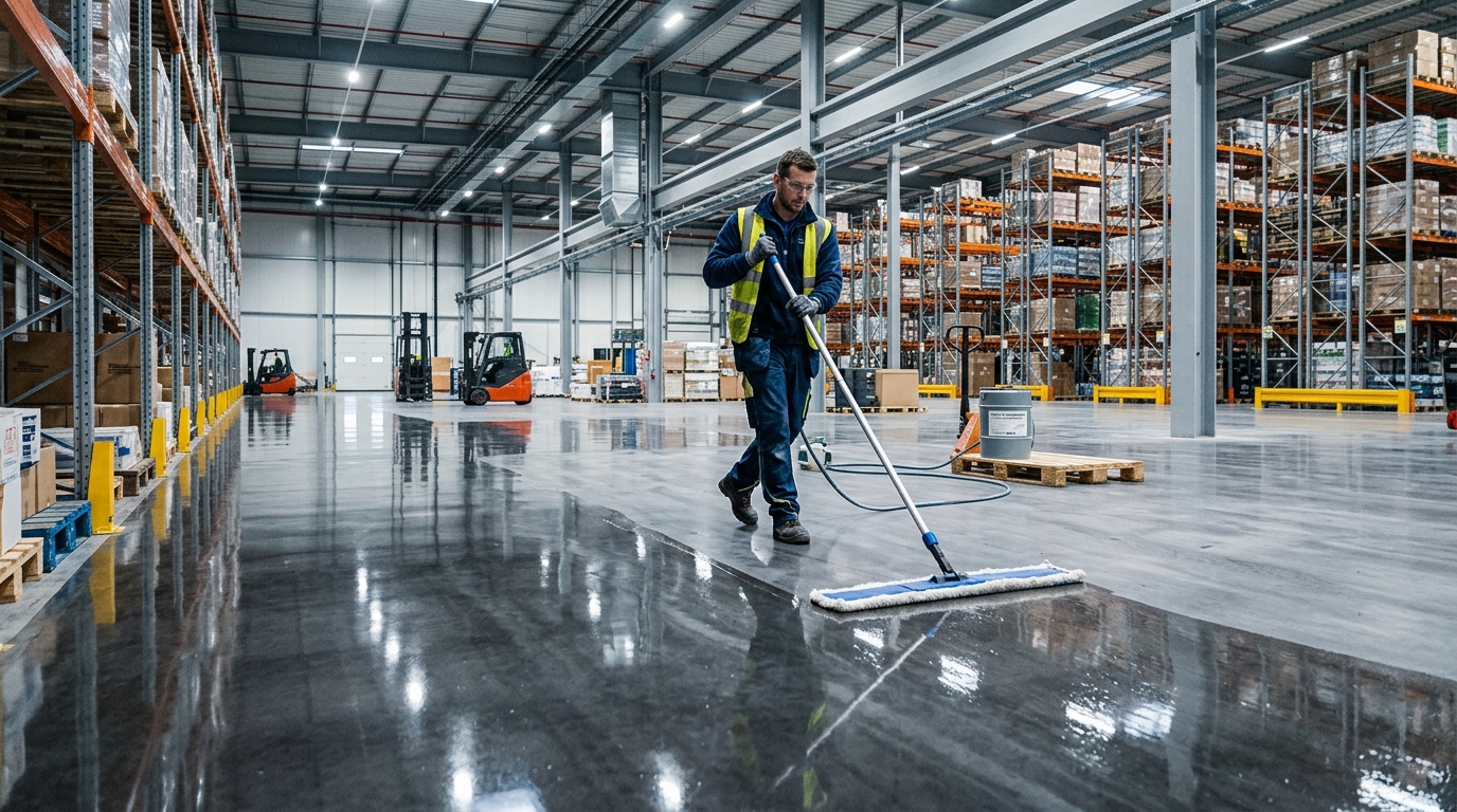 Concrete Floor Hardener and Dustproof Densifier application